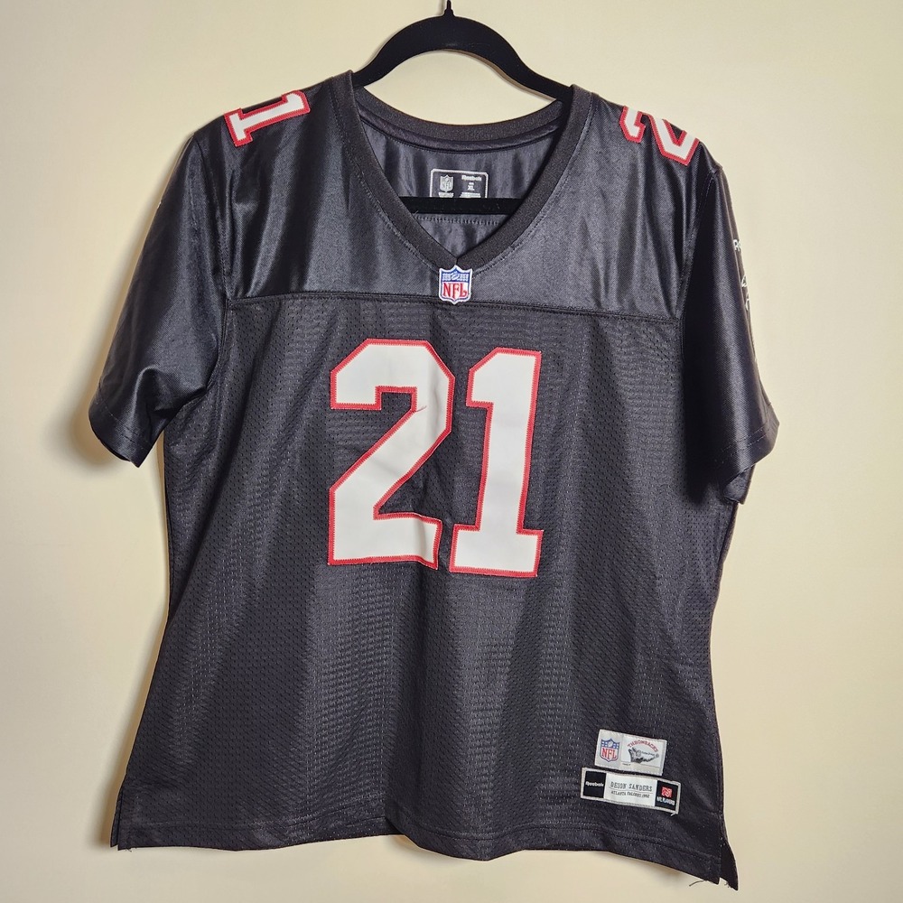 Reebok NFL Women's Deion Sanders Atlanta Falcons 1992 Throwback Jersey Black XL